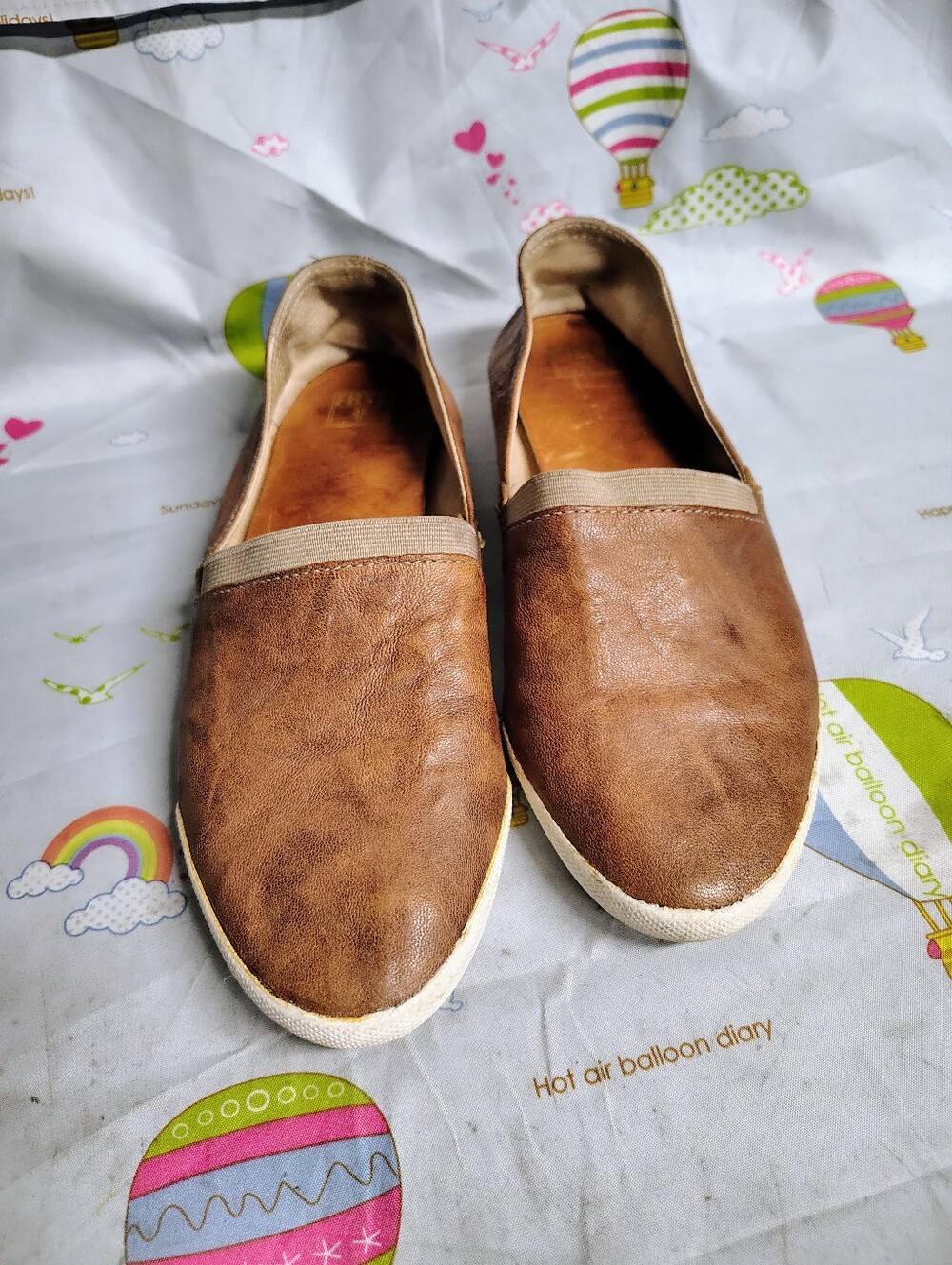 FRYE Women's Brown Leather Slip-On Flats ShoesSneaker Shoes Womens Sz  9.5